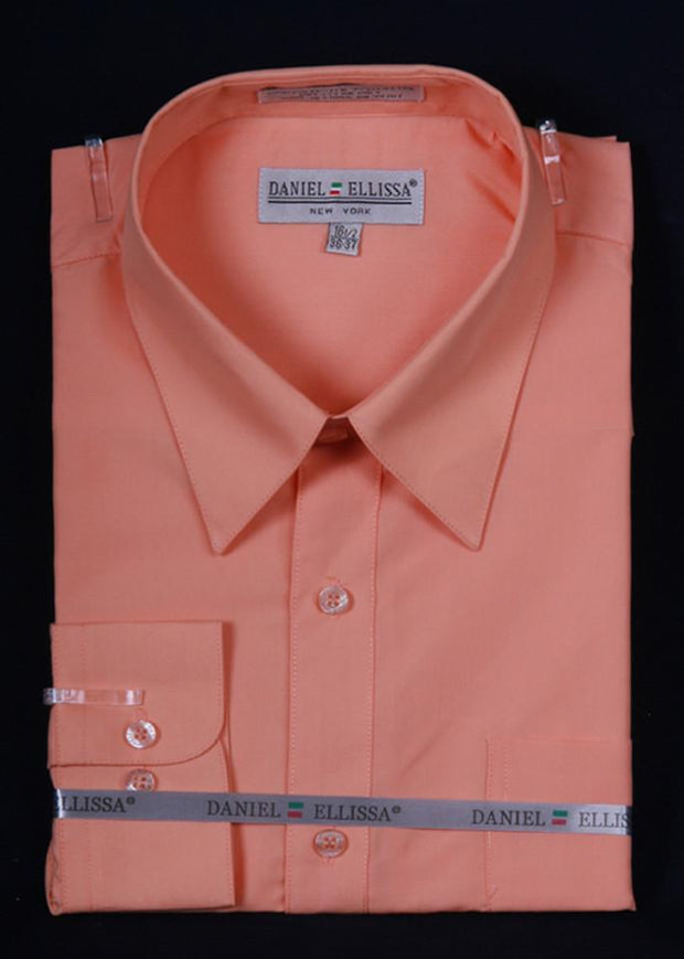 Men's Peach Long Sleeve Dress Shirt ...